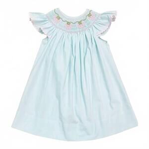 NEW SWEET DREAMS girls' strawberry vine smocked dress in mint